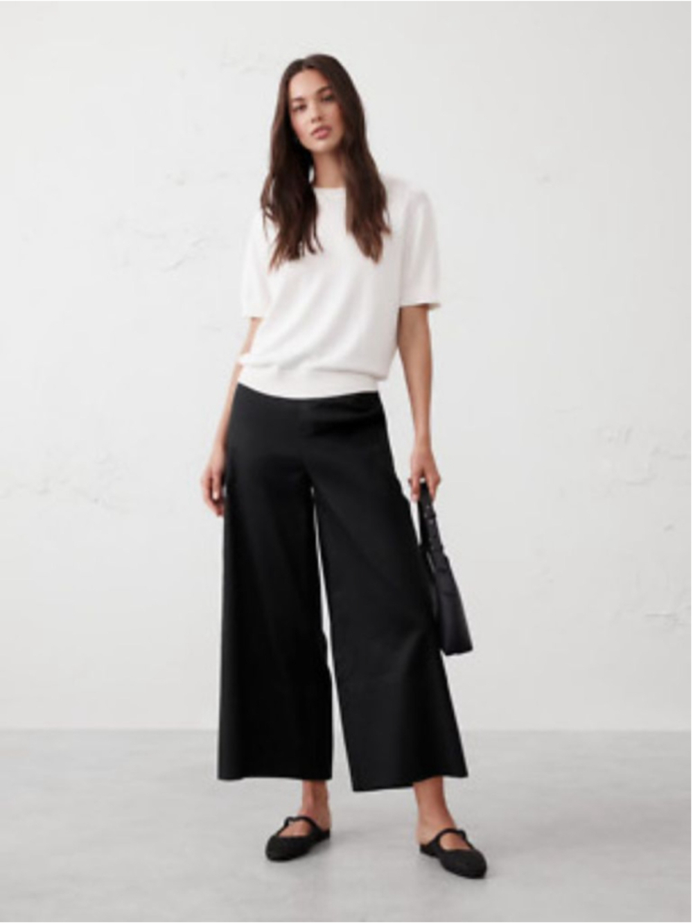 Banana Republic Linen Blend Wide Leg Cropped Pull-On Pants Black S, M, L, XL NWT